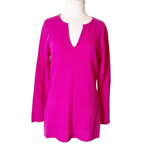 NWT Claudia Nichole Fuschia pink cashmere bell sleeve tunic sweater - Picture 1 of 6